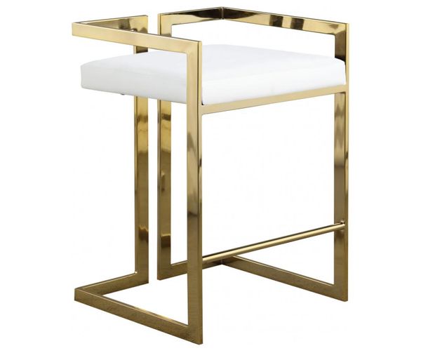 Sedia sgabello da bar alto con braccioli in velluto di metallo dorato dal design moderno ed elegante vintage per sala da pranzo7855127