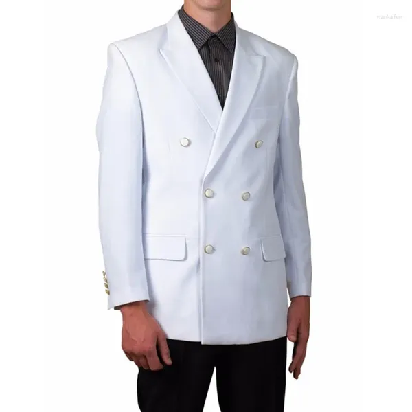 Herrenanzüge Design Weiß mit schwarzen Hosen Männer Anzug Zweireiher Jacke 2 Stück Smoking Bräutigam Blazer Prom Herren Terno Masculino