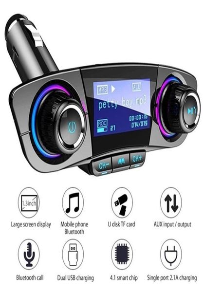 BT06 Transmissor FM 2.1A Carregador de carro rápido Aux Modulador Bluetooth Handsfree Car Kit áudio MP3 Player com carga inteligente Dual USB5141531