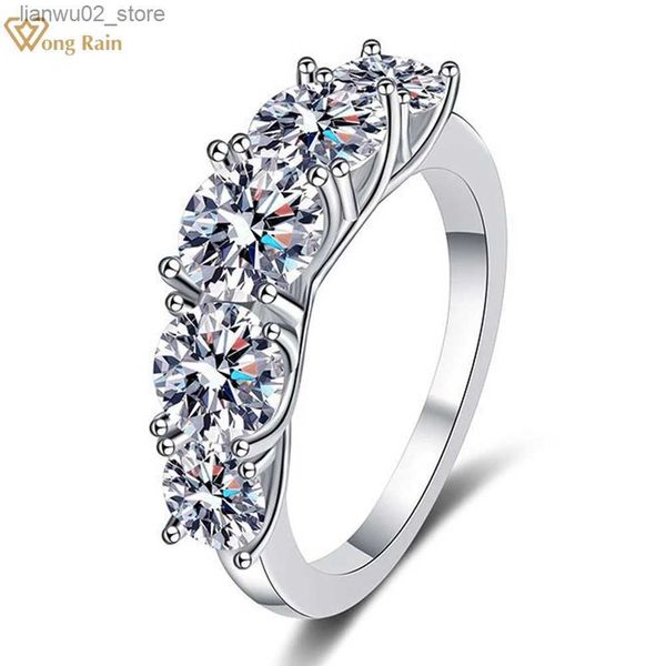 Fedi nuziali Wong Rain Argento sterling 925 VVS 3.6CT Tondo Vero Mosonite Diamante Zircone Pietra preziosa Anello placcato oro 18 carati Anello nuziale Gioielli Q240315