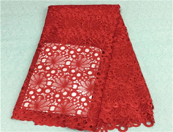 Lindo tecido de renda solúvel em água bordado africano vermelho com flor pano de renda guipure para vestido de festa BW1325yardspc2633372