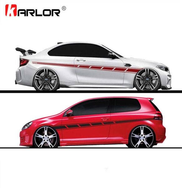 2 pçs / lote 300x14cm Ambos os lados adesivos Tuning Style Side Strip Bumper Envoltório de carro Filme de vinil Produtos de automóveis Acessórios para carros279b3800639