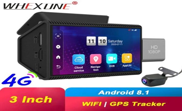 WHEXUNE 3 Polegada 4G Android Carro DVR Câmera de Navegação GPS 1080P Lente Dupla Gravador de Vídeo automotivo WiFi dashcam monitor Bluetooth2977345