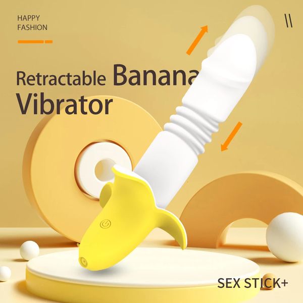 Vibrador de banana empurrando vibrador para mulheres vaginal gspot estimulação telescópica sexo máquina adultos bens brinquedos feminino 240312