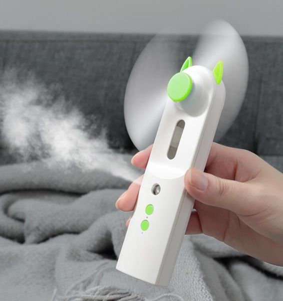2 In 1 Tragbare Mini Fan Luftbefeuchter USB Aufladbare Handheld Fan Wasser Spray Nebel Fan Gesicht Dampfer Klimaanlage Kühlung fan