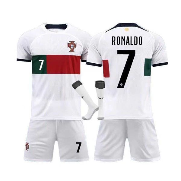 2022 Portugal Heim- und Auswärtstrikot Nr. 7 Cristiano Ronaldo Erwachsene Kinder Fußball Kindertrainingsset + Socken