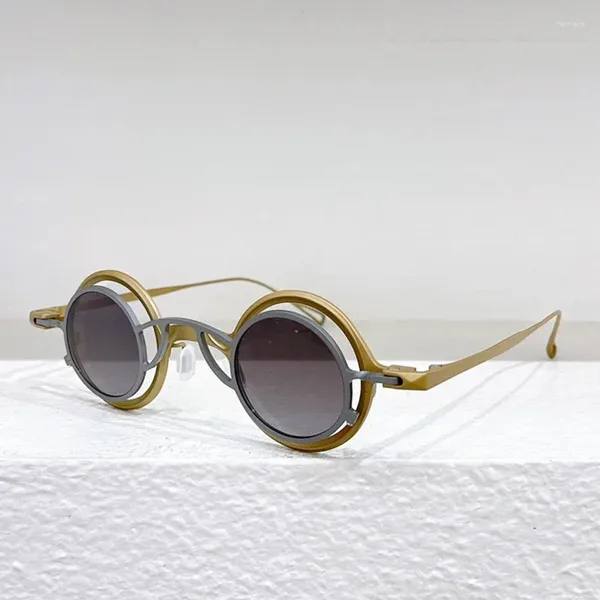 Sonnenbrille RG1911TI Japan Stil Kleine Runde Männer Designer Klassische Clip UV400 Brillen Erstklassige Titan Licht Luxusgläser