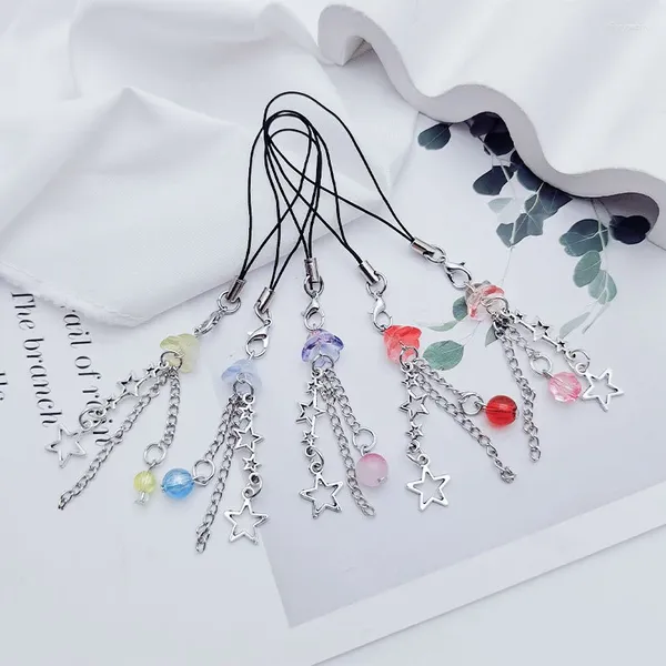 Chaveiros Jellyfish Phone Charm Chaveiro Cristal Estrela Pérola Corrente Móvel Exclusivo Fringe Cordão para Mulheres Meninas