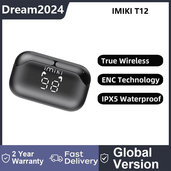 IMIKI T12 Gerçek Kablosuz Bluetooth Kulaklıklar IPX5 Su geçirmez ve Ter Groope 90 Günlük Pil