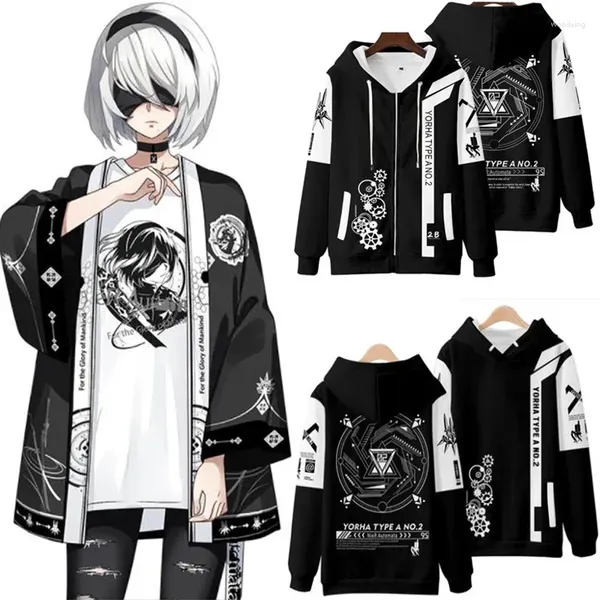 Hoodies masculinos jogo nier: automata impressão 3d meninos meninas moda harajuku moletom de manga longa pulôver jaqueta crianças hoodie