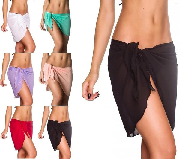 Abiti avvolgenti da donna Parei corti Copricostume da bagno Copricostume da spiaggia Gonna trasparente Sciarpa Copricostume per costumi da bagno