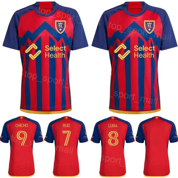 2024-25 Royal Salt Lake Futebol 11 Andres Gomez Jerseys 9 Cristian Arango 8 Diego Luna 25 Matt Crooks 7 Pablo Ruiz 14 Emeka Eneli 15 Justen Glad Camisa de futebol Kits Homem