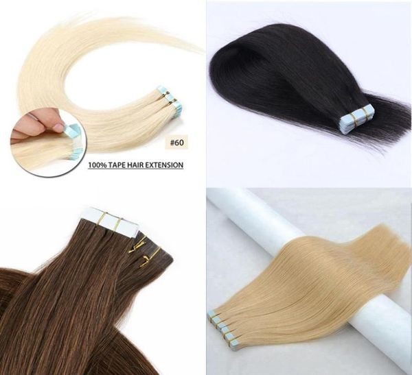 Farbe: Schwarz, Braun, Weiß, Blond, Klebeband in menschlicher Remy-Haarverlängerung, 100 g, 40 Stück, brasilianischer doppelseitiger Kleber3405830