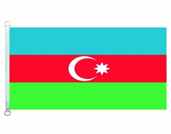 Aserbaidschan-Flagge, Banner, 90 x 150 cm, 100 Polyester, 110 g/m², Kettenwirkstoff, Outdoor-Flagge 4283168