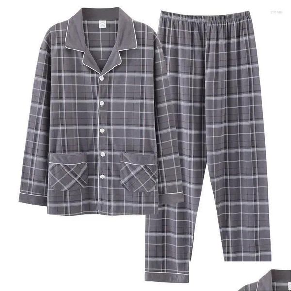 Herren-Nachtwäsche Herren-Nachtwäsche Männlich 2024 Home Fashion Reiner Druck Hosen Plu Brief Plaid Männer Nachtwäsche Größe Lounge-Sets Tragen Für Pyjama Ot9Bi