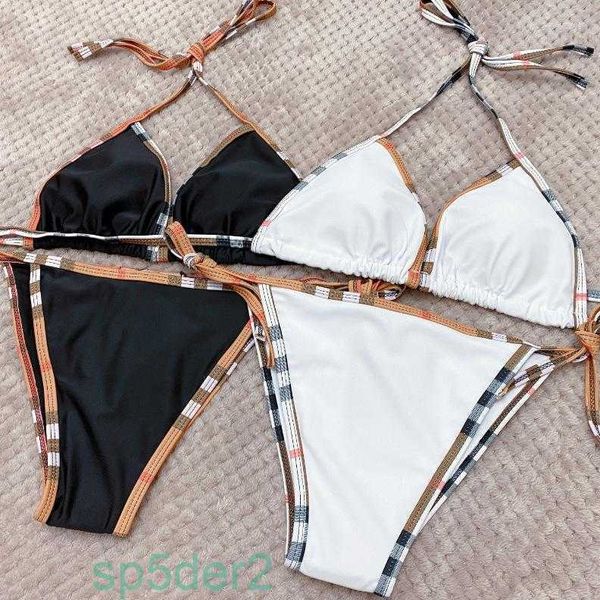 Mulheres Swimwear Clássico Xadrez Biquíni Mulheres Maiô Set Luxo Designer Marca Moda Sexy Elegante Praia Thong Feminino Roupas de Verão JG5V