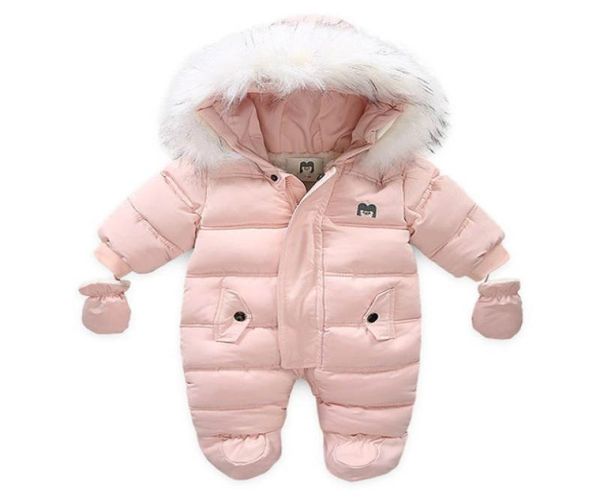 2020 inverno roupas de bebê com capuz pele recém-nascido quente velo bunting infantil snowsuit criança menina menino neve wear outwear coats9664019