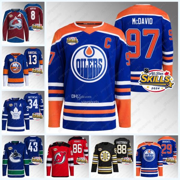 2024 All-Star Becerileri Hokey Formaları Connor McDavid Makar J.T. Miller Mathew Barzal Draisaitl MacKinnon Matthews Pettersson Hughes Hughes Kucherov Pastrnak Nylander