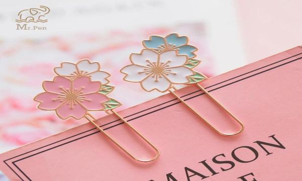 Bookmark 2pcs Kiraz Blossoms Kip Kopu Promosyon Hediyeleri Kawaii Kırtasiye Metal Sukura Kitap Markeri Okul Ofisi Tedarikleri1674160