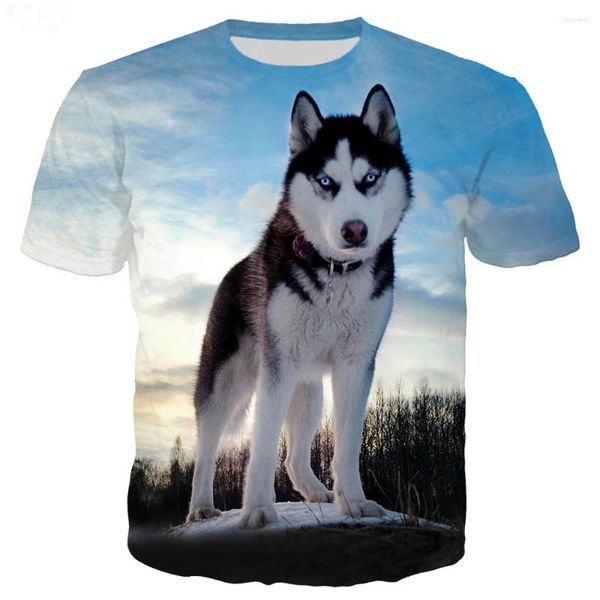 Erkek Tişörtleri HX 3D Baskı Pet Köpek Husky Gömlek Erkek Harajuku Unisex Hip Hop Sokak Giyim Üstleri Z167