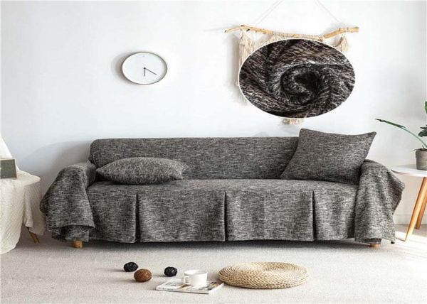Capa de sofá de linho de algodão, toalha, capa moderna antiderrapante para sala de estar, capa de móveis, 1 peça 5925183