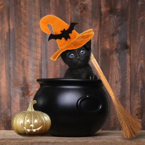 Trajes de gato 1pc adorável animal de estimação chapéu de Halloween bonito arnês decorativo