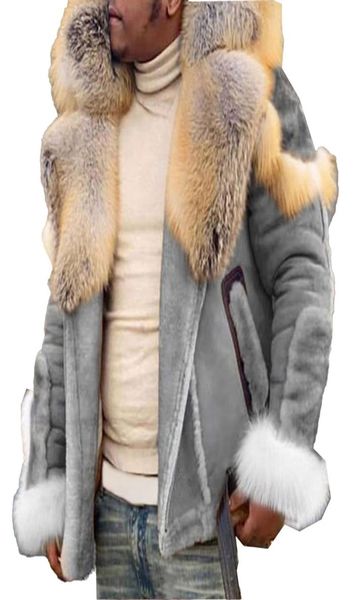 Cappotto invernale da uomo di design con tasche Colletto in peluche Risvolto Giacca in pelliccia sintetica Spessore caldo Moda Cappotto maschile Plus Size M5XL9921100