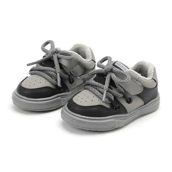 Primeiros caminhantes 2022 novos sapatos outono/inverno para crianças crianças meninos sapatos de pele curta tênis ao ar livre moda pequena crianças tênis ue 15-25 240315