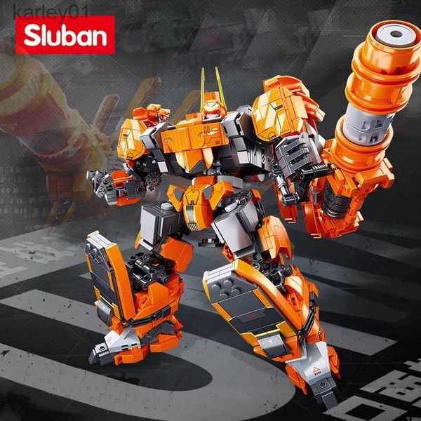 Giocattoli di trasformazione Robot Sluban City Squad Robot Fighter Mech Technical Building Blocks Guerre militari Serie Modello 3D Figure Mattoni fai da te Ragazzi Giocattoli yq240315