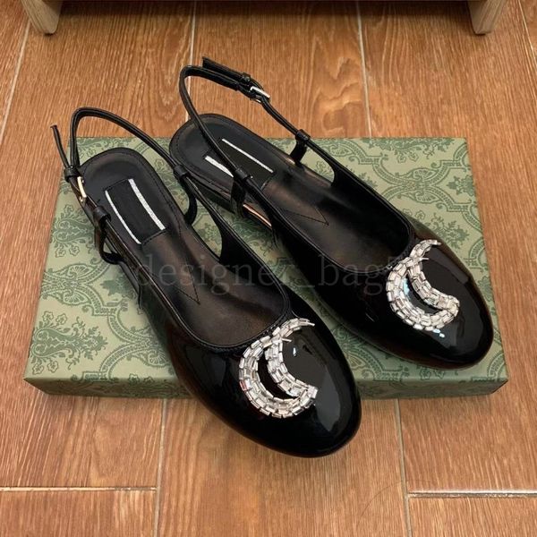 Sandálias de grife com fivela de diamante G sapatos femininos preto estilingue salto médio bomba chunky tornozelo cinta senhora vestido sapatos Itália feita tamanho EUR 35-40es