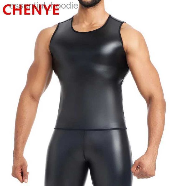 Männer Body Shaper Männer Kunstleder Weste Unterhemd Tank Top Sleless Hemd Westen Herren Abnehmen Unterwäsche Body Shaper Taille Trainer KorsettsC24315