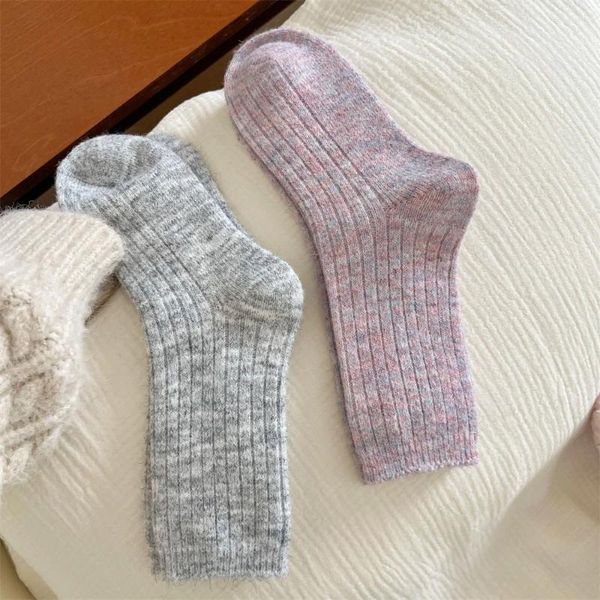 Mulheres meias japonesas engrossar design antiderrapante lã grossa roupa interior masculina e feminina casa usar versátil pelúcia térmica