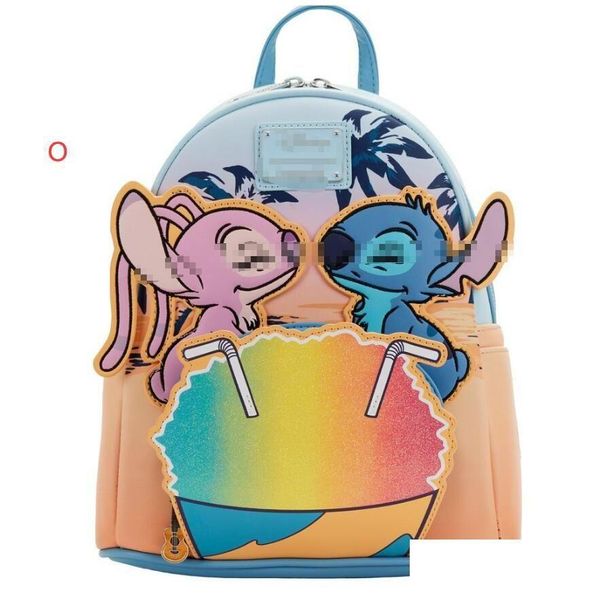 Zaini Ins Kawaii Cartoon Design Pu Leather Zipper Zaino Loun Ge Double Shoder Bag Student Festival Gift Drop Delivery Baby Ki Dhivd