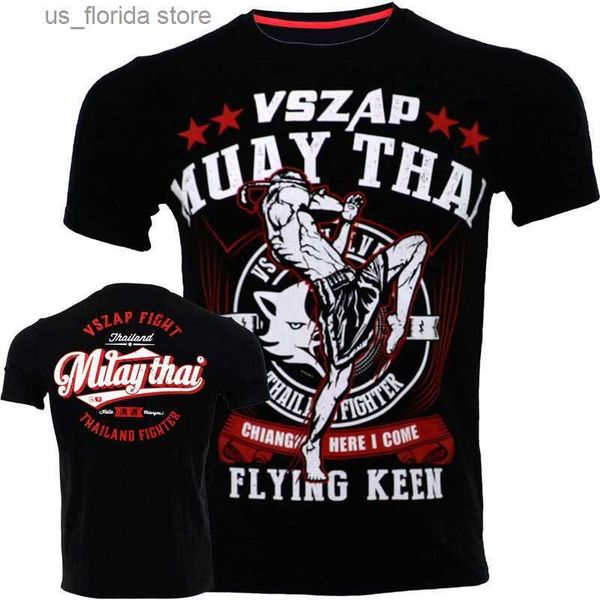 T-shirt da uomo Muay Thai T-shirt grafica da uomo Estate traspirante Quick Dry T Running Gym Sport Short Slve Outdoor Boxing Wrestling Tute Y240321