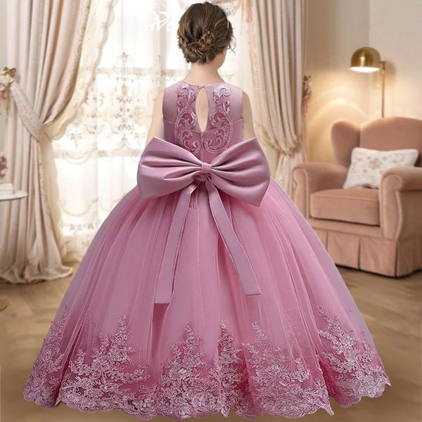 Детское платье для девочек, свадебные платья для свадьбы, дня рождения, вечеринки, торжественное причастие с бабочкой 240309