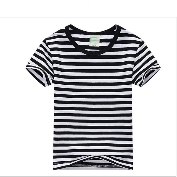 T-shirt semplice per ragazze e ragazzi T-shirt unisex a righe in cotone bianco nero T-shirt Abbigliamento estivo per bambini per 2 3 4 6 8 10 anni RKT174001 240313