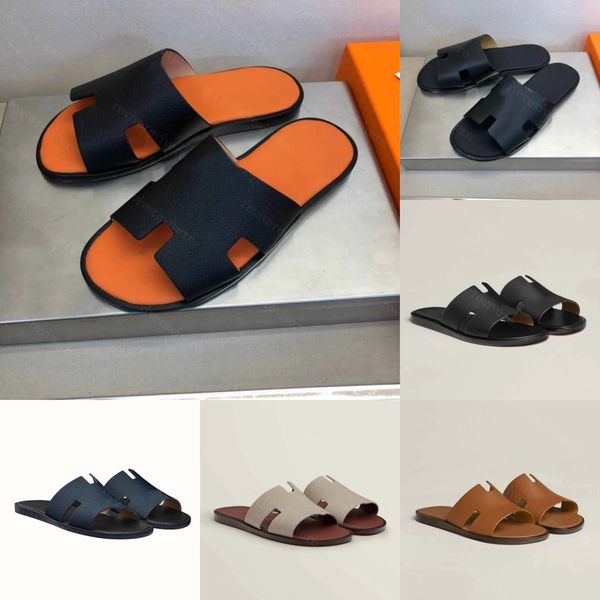 Yaz Lüks Sandalet Ayakkabı Erkekler İçin Calfskin Deri Kayma Konforlu Ayak Plajı Slide Slide Walking Boy'un Flip Flops Sandalyas Terlik Sandalet