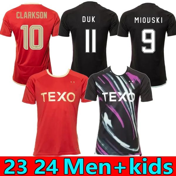 23 24 Aberdeen Futebol Jerseys McGRATH CLARKSON JENSEN MacKENZIE DEVLIN BARRON DUK 2024 Home Homens Camisas de Futebol Kdis Kits