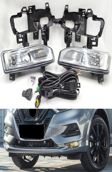 2 pçs de alta qualidade carro amortecedor dianteiro nevoeiro kit capa para nissan qashqai 2018 2019 2020 halogênio luz nevoeiro chicote switch7104204