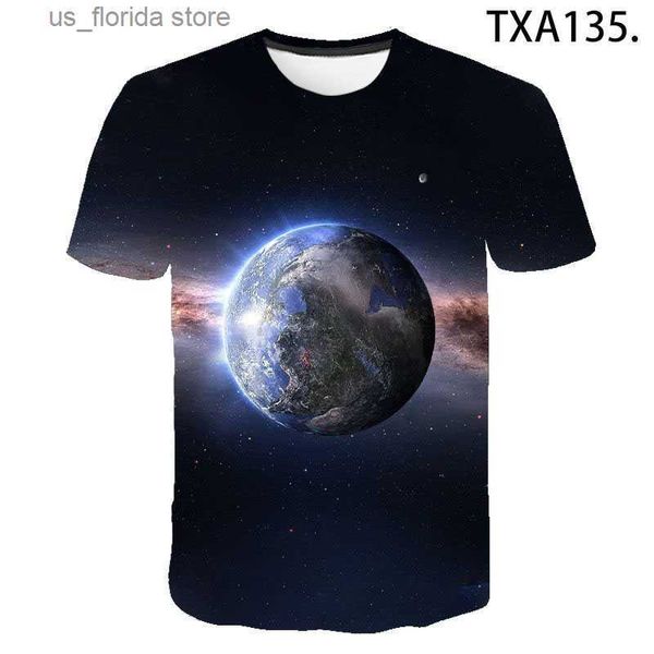 Homens camisetas 2020 verão galáxia camiseta homens mulheres crianças universo espaço t-shirt legal planeta t 3d impressão t menino menina crianças strtwear tops y240321