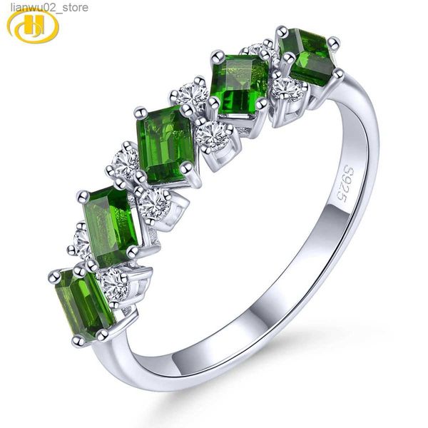 Anéis de casamento Diodo Natural Sólido Anel de Prata Pura 1.1 Carat Verdadeira Esmeralda Mulheres Jóias Requintadas S925 Presente Japonês Q240315