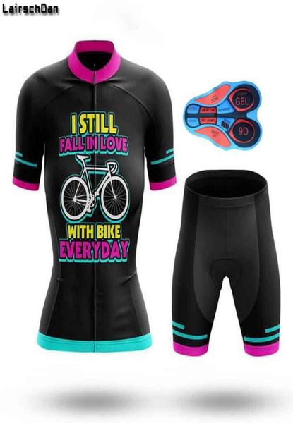 SPTGRVO Maglia da ciclismo manica corta estiva Maglia con bretelle in gel Set Abbigliamento da bicicletta femminile Kit di abbigliamento per bici da corsa da donna Cycle9863355