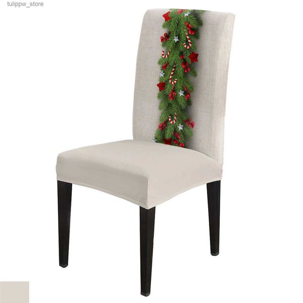 Capas para cadeiras Árvore de Natal Agulhas de pinheiro Candy Bow Capa para cadeira de jantar Spandex Stretch Seat Covers Home Office Decoração Desk Chair Case Set L240315