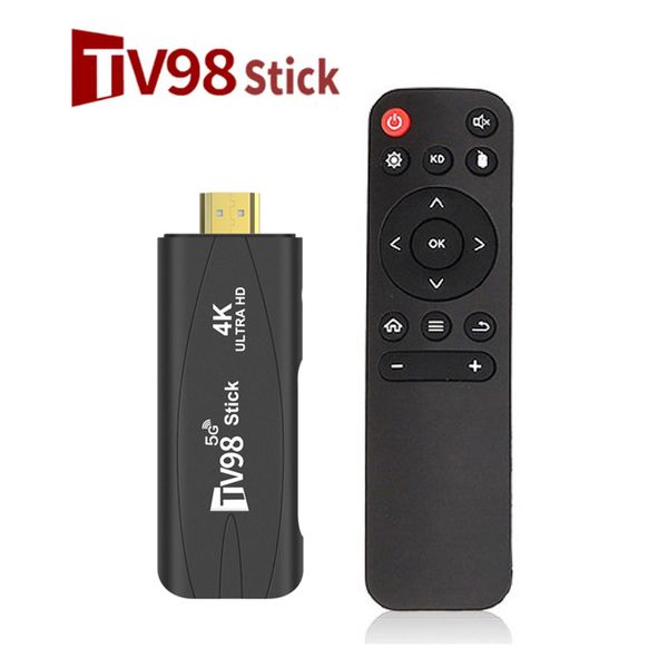 TV98 TV Stick 4K Smart Android tv box 12.1 2.4G 5G Wifi Rockchip 3228A HDR Set Top OS HD 3D Lettore multimediale portatile Set top Ricevitore