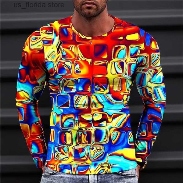 Magliette da uomo maglietta maschile t t-shirt graphic geometric abbigliamento da abbigliamento da calibri stampati 3d da esterno quotidiano long slve model designer top y240321