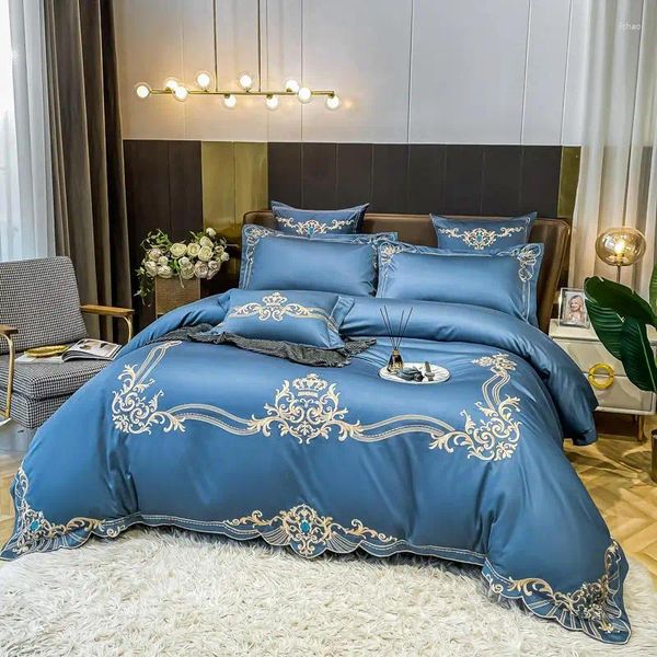 Conjuntos de cama Personalizado 4 PCS Coleções de Qualidade King Size Consolador Luxo Lençóis de Algodão Conjunto