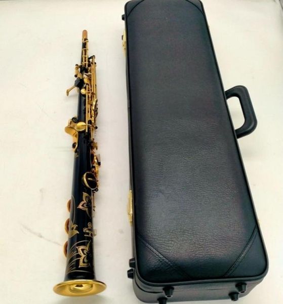 New Japan YSS82Z Sassofono soprano dritto professionale Accordatura in Sib Strumenti musicali con chiave in oro nero Legatura Custodia in pelle Reed7947402