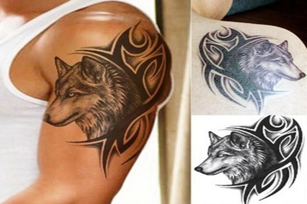 10 Stück Wassertransfer Fake Tattoo Wasserdicht Temporäre Tattoos Aufkleber Männer Frauen Wolf Tattoo Flash Tattoo 1219 cm2971508