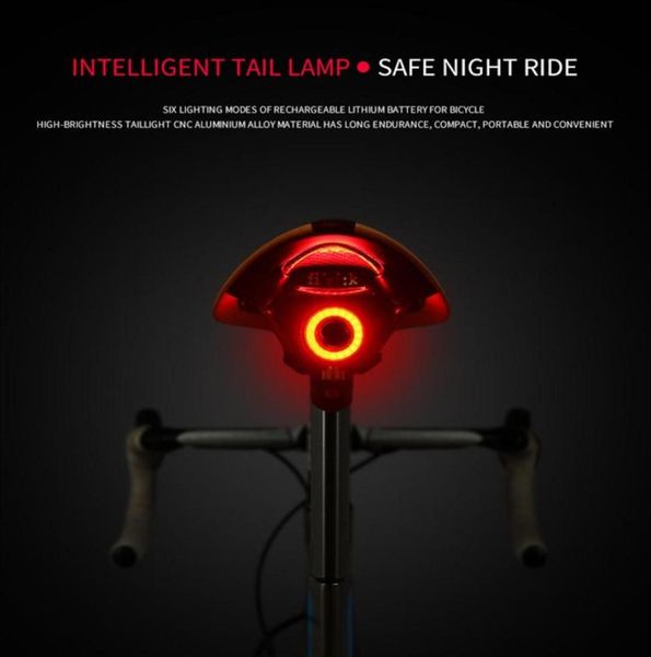 Torcia per bicicletta Luce posteriore Rilevamento automatico del freno Carica USB LED Montagne Reggisella per bici Fanale posteriore per bicicletta Luce posteriore per ciclismo Acce4013226