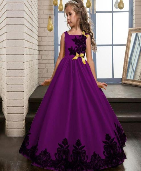 Girl039s Abiti per bambini Abito a fiori lungo in pizzo Elegante per adolescenti Abiti da ballo Ragazza Festa da sera Damigella d'onore Abiti da principessa 415 9975341